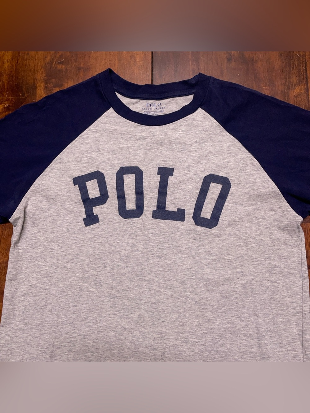 Polo Ralph Lauren T-Shirt Boys Youth Large Blue Spell Out Baseball Tee